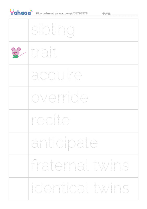 RAZ Vocabulary Y: The Mystery Twin PDF one column image words