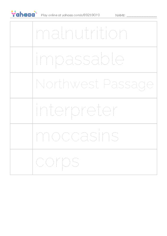 RAZ Vocabulary Y: The Story of Lewis and Clark Book 2 To the Pacific Ocean PDF one column image words