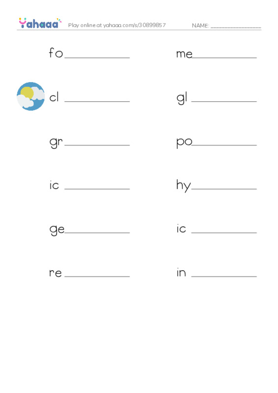 RAZ Vocabulary Y: What Do You Think About Climate Change PDF worksheet writing row