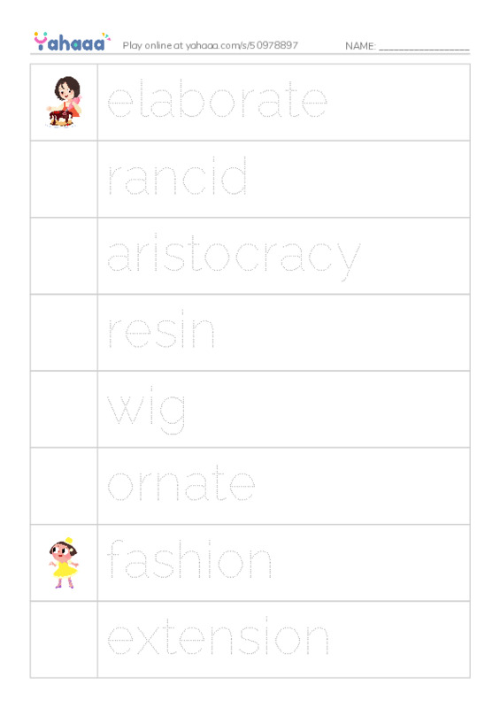 RAZ Vocabulary Y: Wild and Wacky World of Wigs PDF one column image words