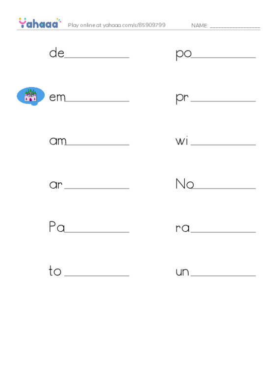 RAZ Vocabulary Y: Winston Churchill Never Give In PDF worksheet writing row