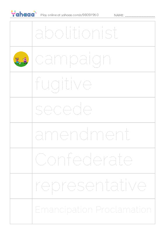 RAZ Vocabulary Z: 1865 The End of the Civil War(1) PDF one column image words