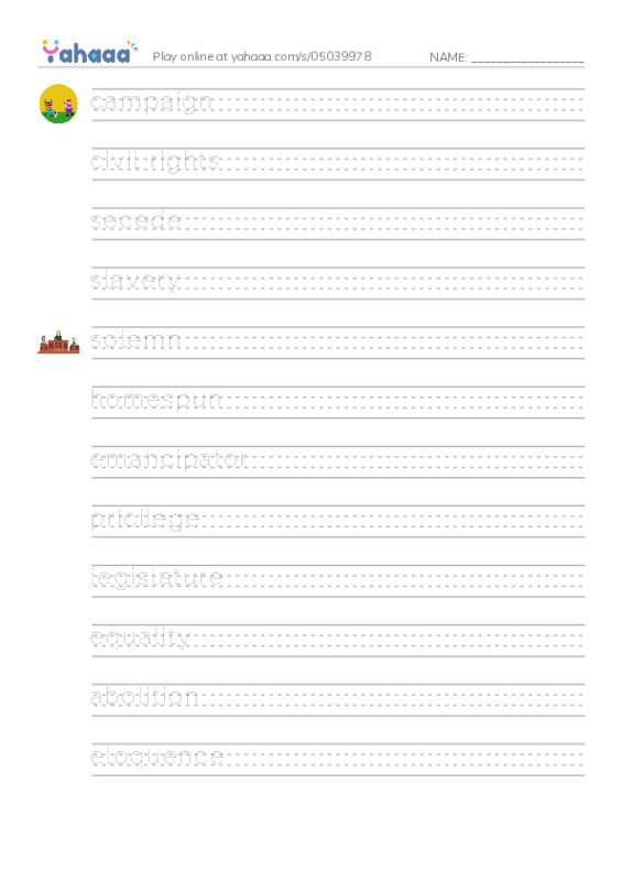 RAZ Vocabulary Z: Abraham Lincoln From Log Cabin to the White House PDF write between the lines worksheet