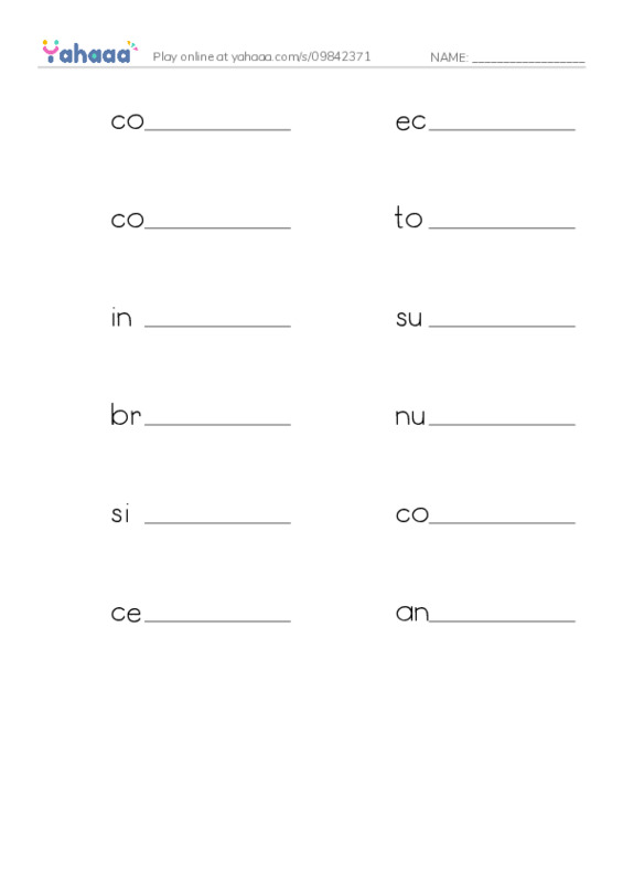 RAZ Vocabulary Z: Alien Collective I Resistance PDF worksheet writing row