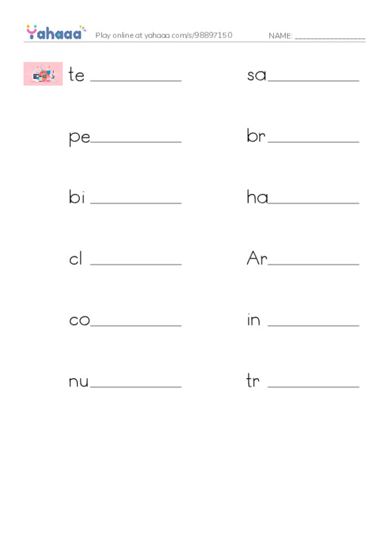 RAZ Vocabulary Z: Alien Collective II The Link PDF worksheet writing row