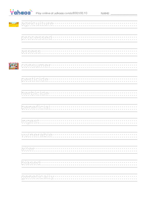 RAZ Vocabulary Z: Are GMOs Safe PDF write between the lines worksheet
