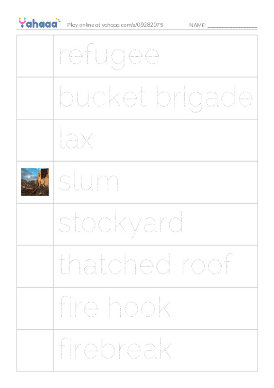 RAZ Vocabulary Z: Great City Fires PDF one column image words