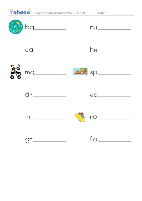RAZ Vocabulary Z: Prairies Alive PDF worksheet writing row