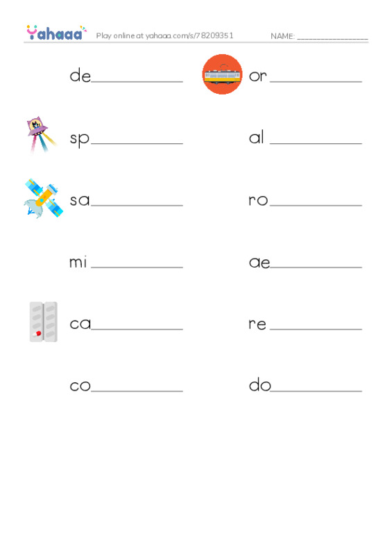 RAZ Vocabulary Z: Private Spaceships PDF worksheet writing row