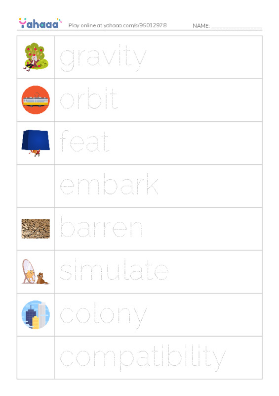 RAZ Vocabulary Z: So You Want To Go To Mars PDF one column image words