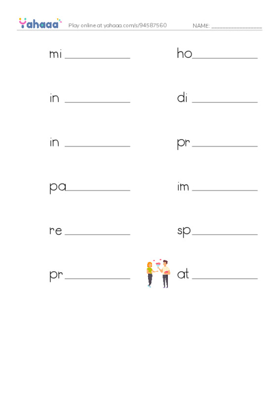 RAZ Vocabulary Z: The Apaches PDF worksheet writing row
