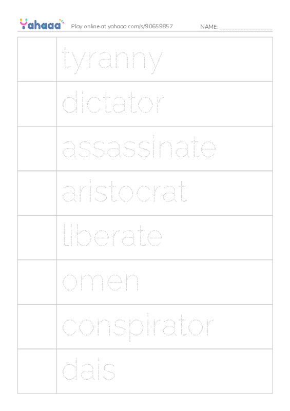 RAZ Vocabulary Z: The Ides of March PDF one column image words