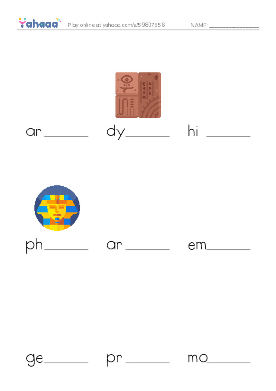RAZ Vocabulary Z: The Mystery of King Tut PDF worksheet to fill in words gaps