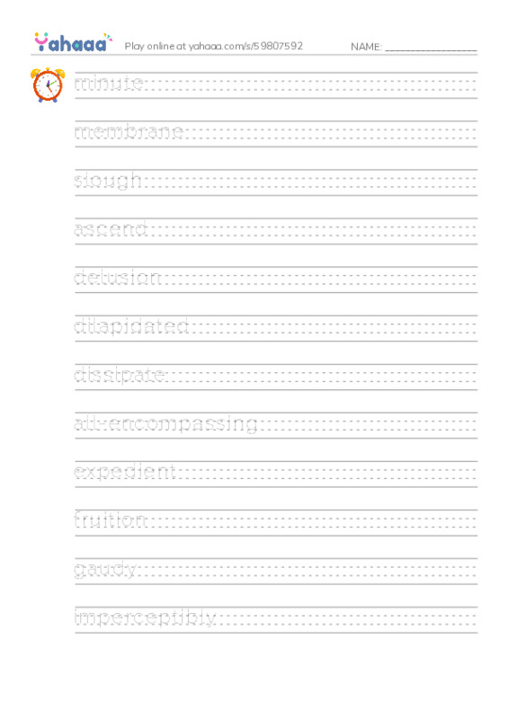RAZ Vocabulary Z: The Queens Loss Part I PDF write between the lines worksheet