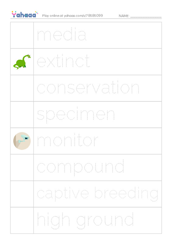 RAZ Vocabulary Z: The Zoo of Extinct Animals PDF one column image words