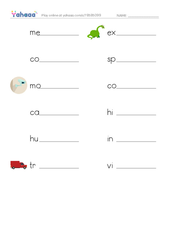 RAZ Vocabulary Z: The Zoo of Extinct Animals PDF worksheet writing row