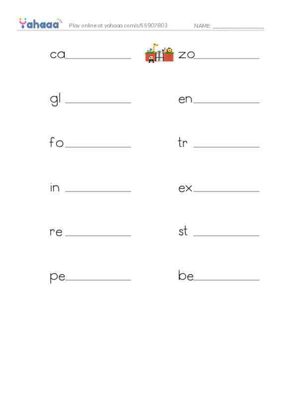 RAZ Vocabulary Z: Zoos Through the Ages PDF worksheet writing row