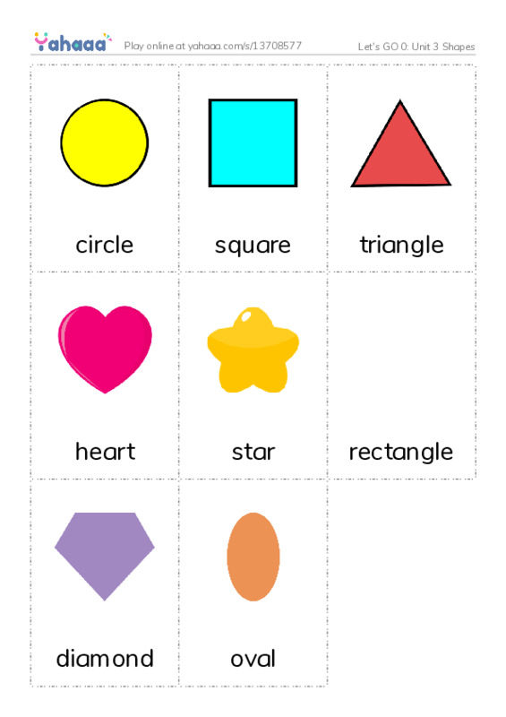 Let's GO 0: Unit 3 Shapes PDF flaschards with images