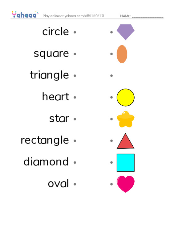 Let's GO 0: Unit 3 Shapes PDF link match words worksheet