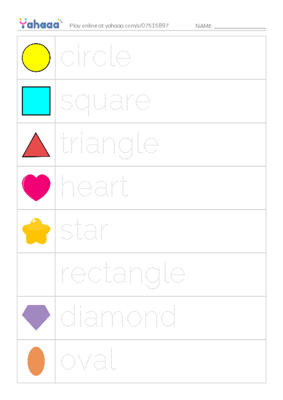 Let's GO 0: Unit 3 Shapes PDF one column image words