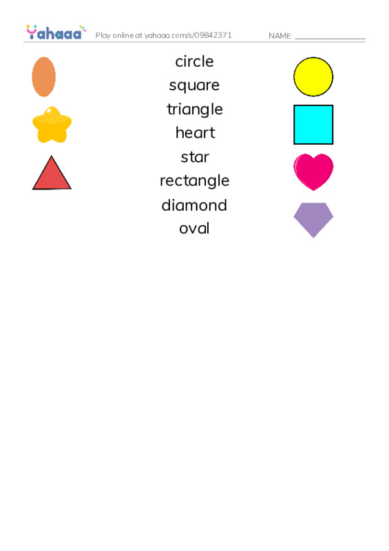 Let's GO 0: Unit 3 Shapes PDF three columns match words