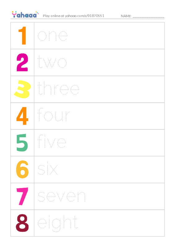 Let's GO 0: Unit 4 Numbers PDF one column image words