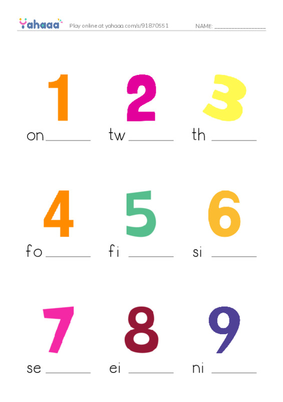 Let's GO 0: Unit 4 Numbers PDF worksheet to fill in words gaps