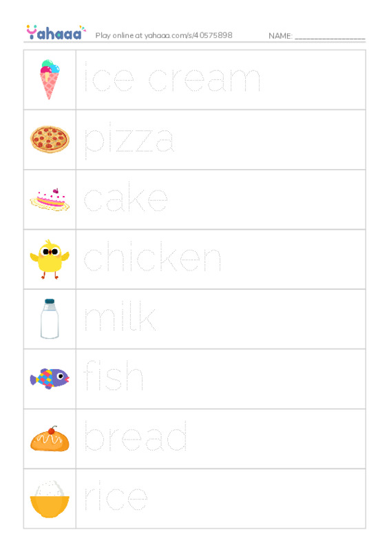 Let's GO 0: Unit 6 Food PDF one column image words