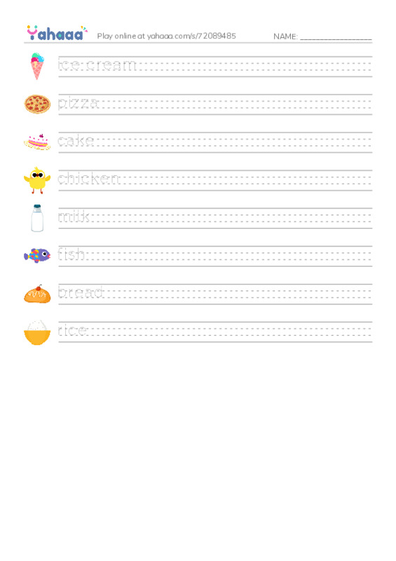 Let's GO 0: Unit 6 Food PDF write between the lines worksheet