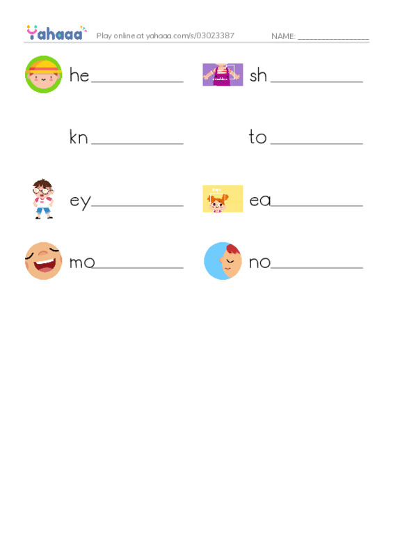 Let's GO 0: Unit 7 My Body PDF worksheet writing row