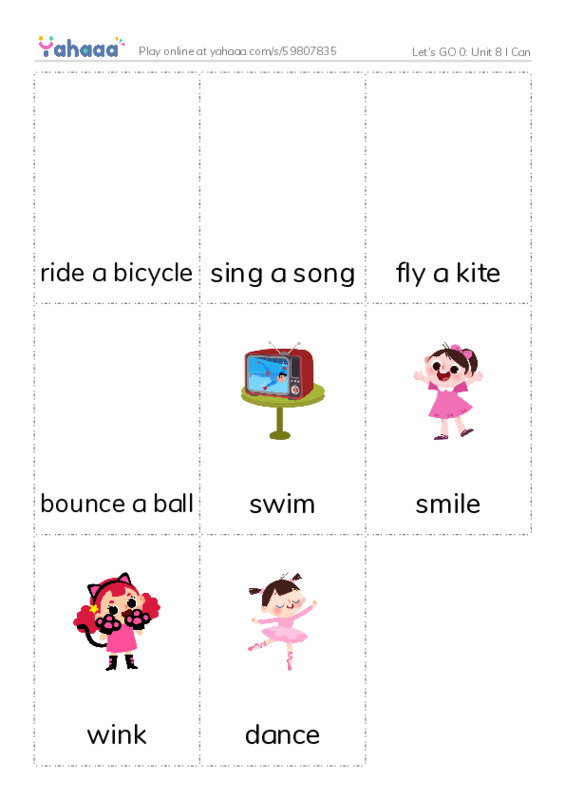 Let's GO 0: Unit 8 I Can PDF flaschards with images
