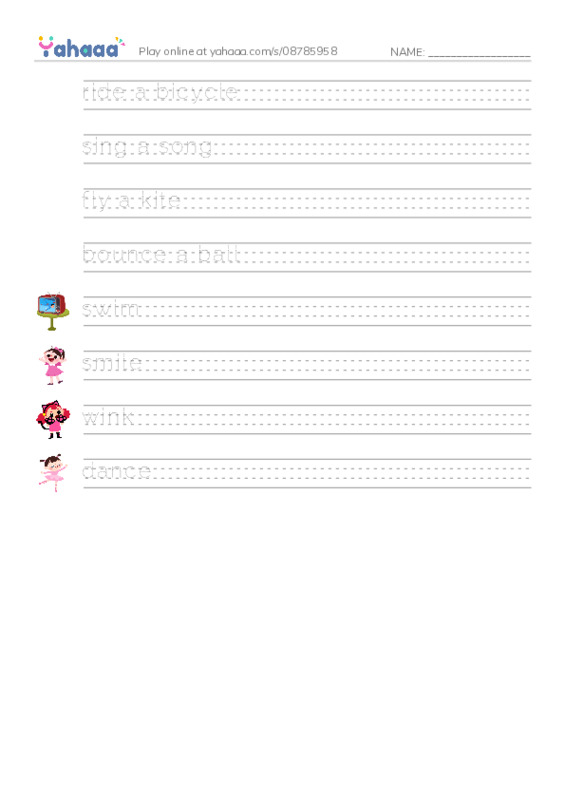 Let's GO 0: Unit 8 I Can PDF write between the lines worksheet