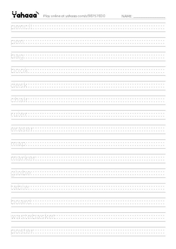 Let's GO 1: Unit 1 Things for School PDF write between the lines worksheet