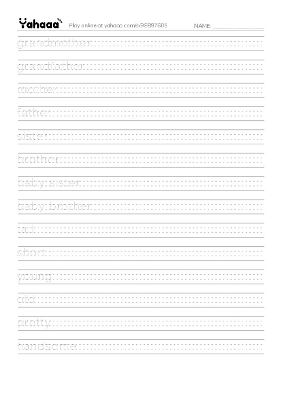 Let's GO 1: Unit 4 People at Home PDF write between the lines worksheet