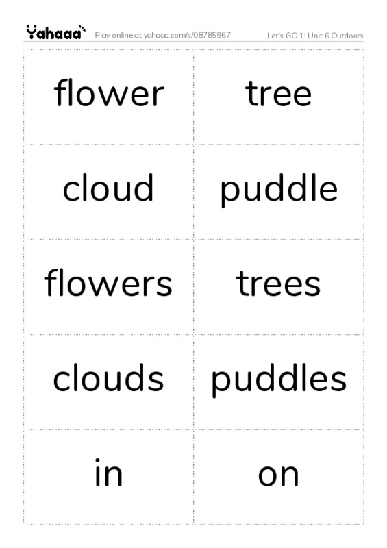Let's GO 1: Unit 6 Outdoors PDF two columns flashcards