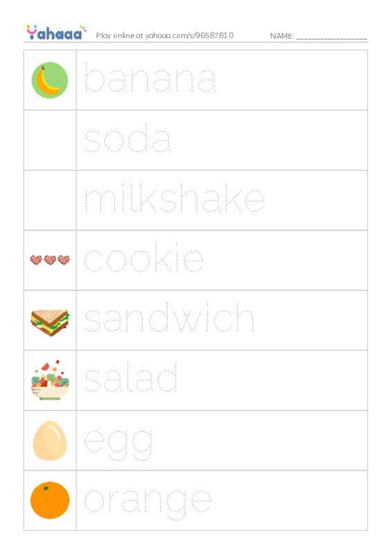 Let's GO 1: Unit 7 Food PDF one column image words