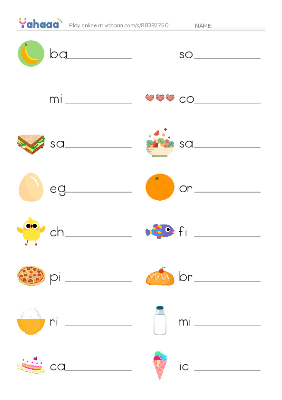 Let's GO 1: Unit 7 Food PDF worksheet writing row