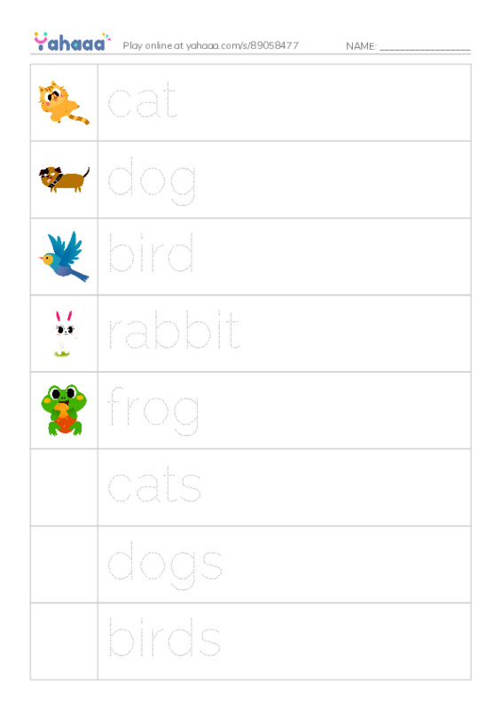 Let's GO 1: Unit 8 Animals PDF one column image words