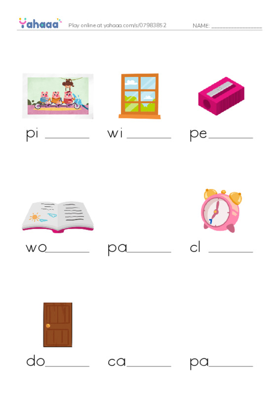 Let's GO 2: Unit 1 At School PDF worksheet to fill in words gaps