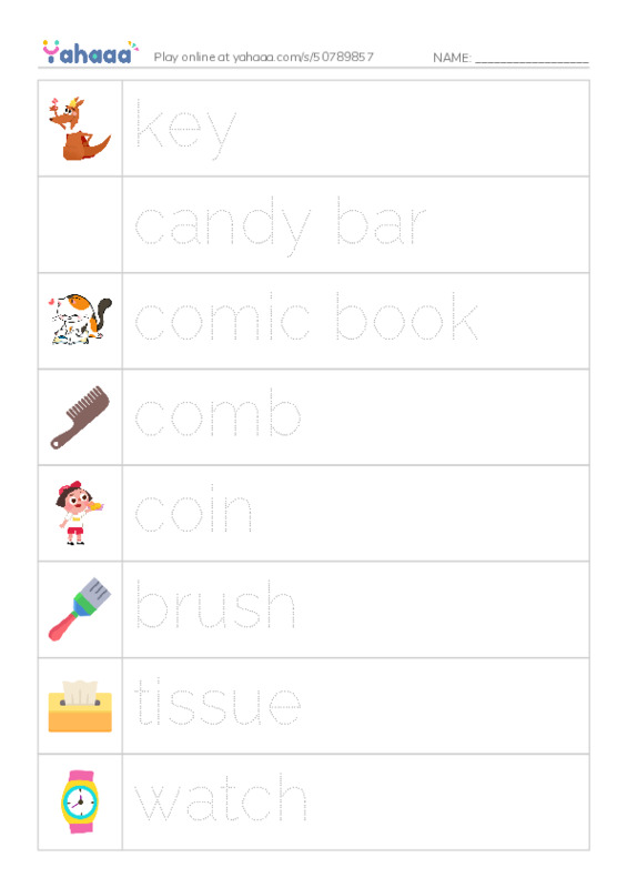 Let's GO 2: Unit 2 My Things PDF one column image words