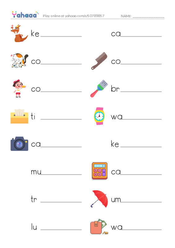 Let's GO 2: Unit 2 My Things PDF worksheet writing row