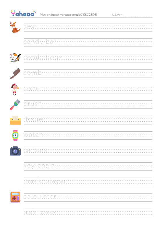 Let's GO 2: Unit 2 My Things PDF write between the lines worksheet
