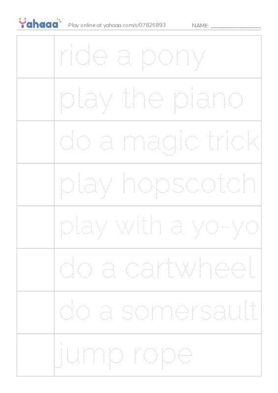 Let's GO 2: Unit 3 Things I Can Do PDF one column image words