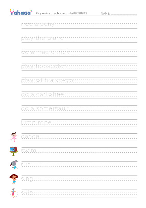 Let's GO 2: Unit 3 Things I Can Do PDF write between the lines worksheet