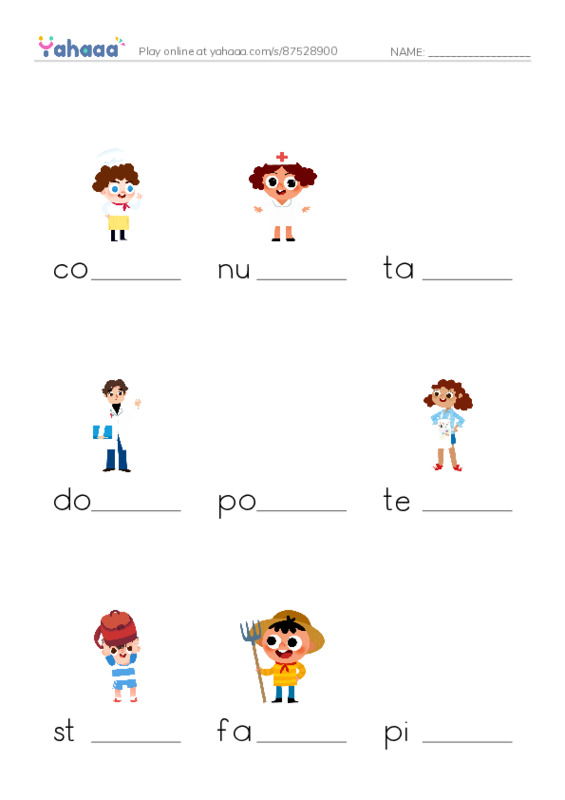 Let's GO 2: Unit 4 Occupations PDF worksheet to fill in words gaps