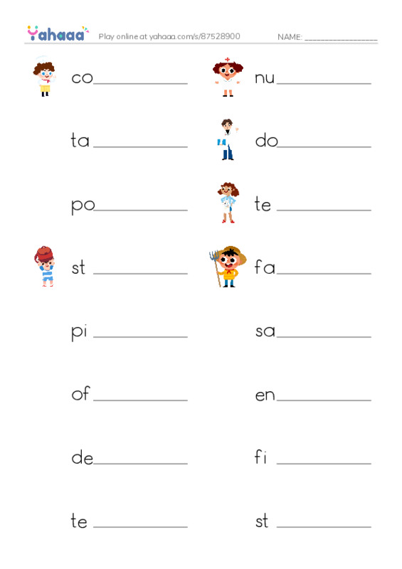 Let's GO 2: Unit 4 Occupations PDF worksheet writing row