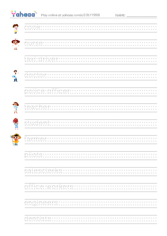 Let's GO 2: Unit 4 Occupations PDF write between the lines worksheet