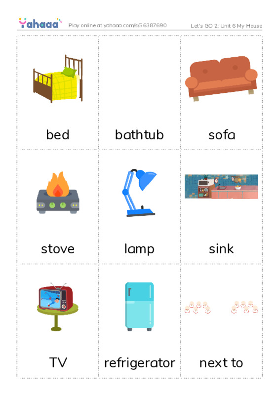 Let's GO 2: Unit 6 My House PDF flaschards with images