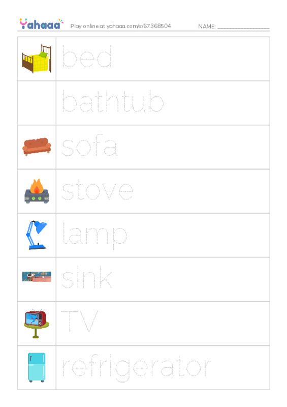 Let's GO 2: Unit 6 My House PDF one column image words