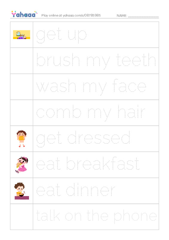 Let's GO 2: Unit 7 Routines PDF one column image words